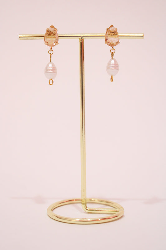 Elegance powder gold/pearl earrings